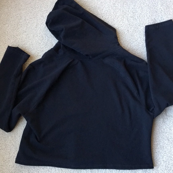 Venezia black deep V waist length hoodie, 14/16 - Picture 3 of 4
